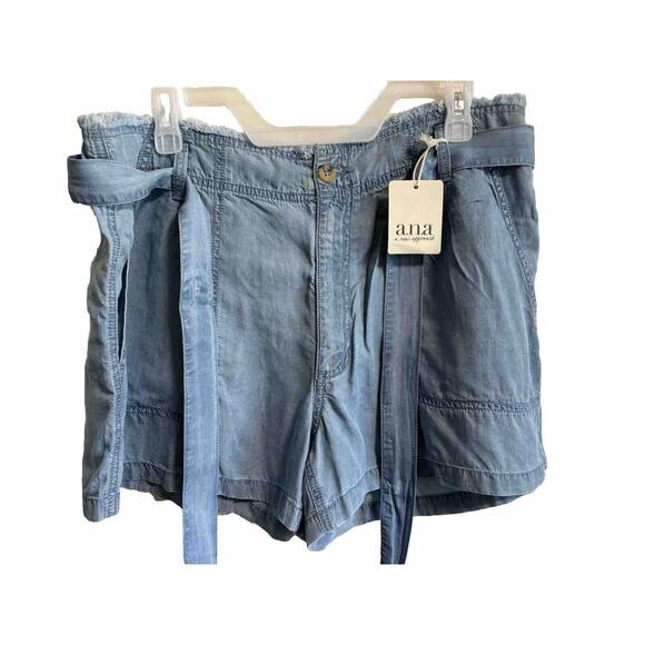 a.n.a Pants - NWT Ana Shorts Womens 16 Light Blue Denim Lyocell High Rise Belted Slash Pockets
